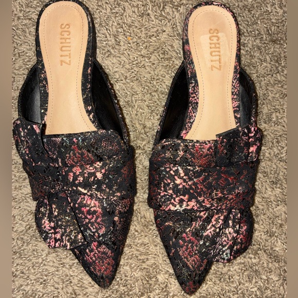 SCHUTZ Black and Pink Patterned Mules - Picture 2 of 6